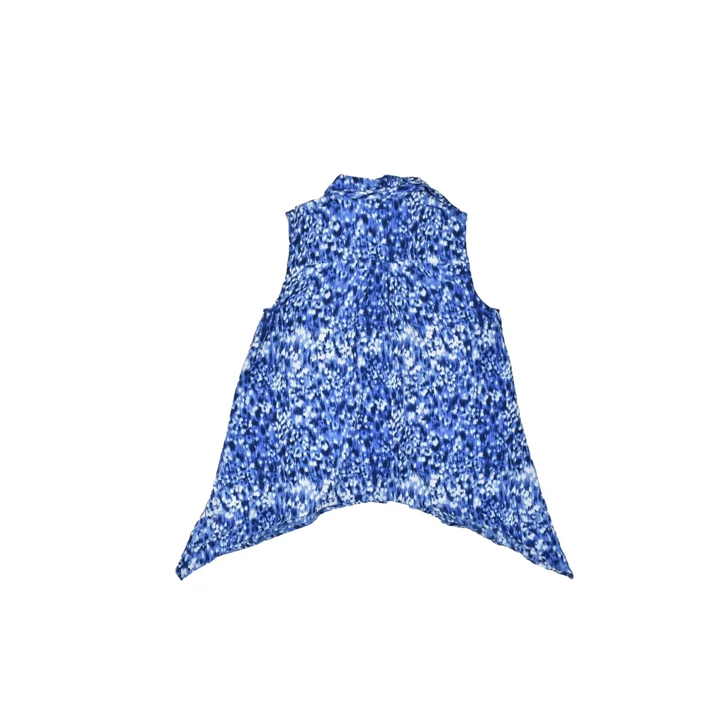 Michael Kors Women's Size Medium Blue Animal Print Sleeveless Sharkbite Hem Butt